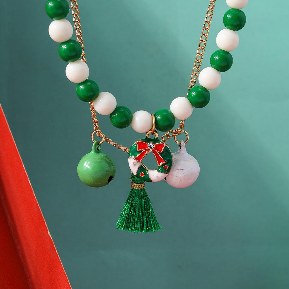 Neue Mode Weihnachtsglockenkranz Perlenquaste Choker-Halskette