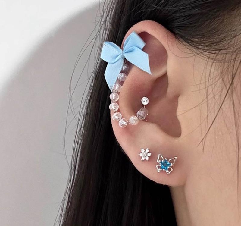Bowknot Ear Studs Helix Piercing Earrings Titanium Steel Cartilage Earrings Body Jewelry Accessories Personality Jewelry