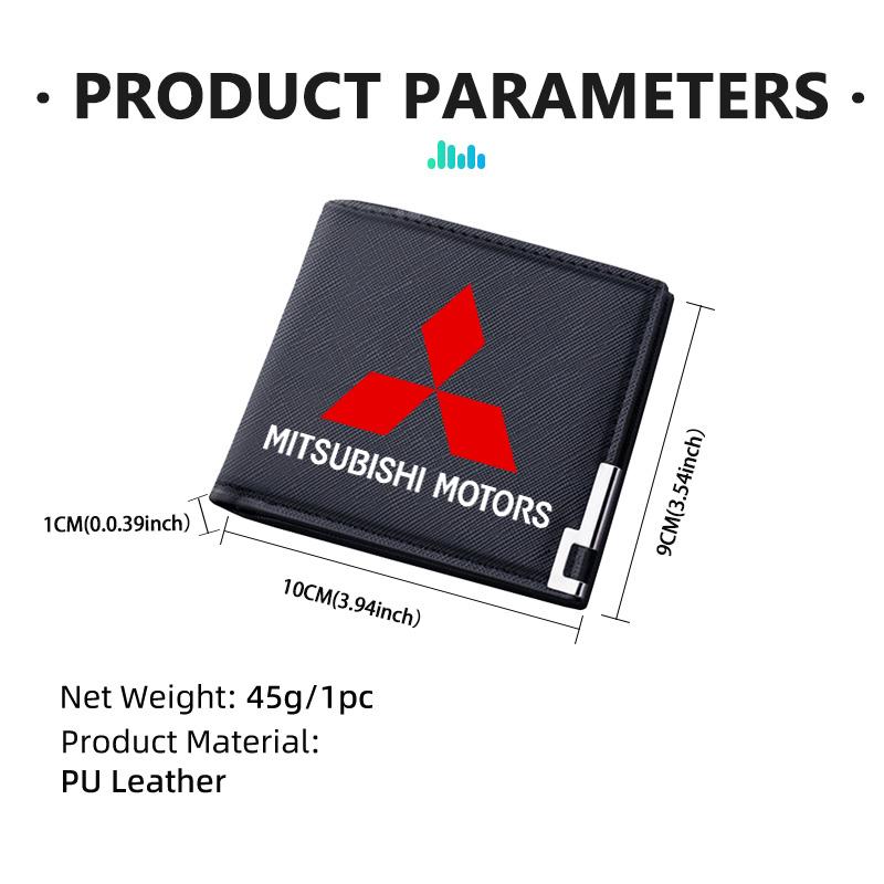 Leather Car Logo Men Wallet ID Credit Card Holder License Bag Gift For Mitsubishi Outlander Lancer Cross Colt Xpander Mirage