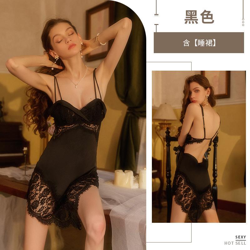 Sex pajamas women's passion suspender skirt flirting perspective beauty back nightgown pure desire home high-end suit