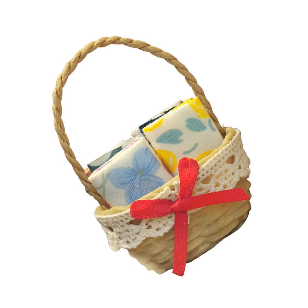 Miniature Dollhouses Woven Basket 1/12 Scale for Dollhouses Playset Resin Punnet Role Play Punnet Props Flower Basket