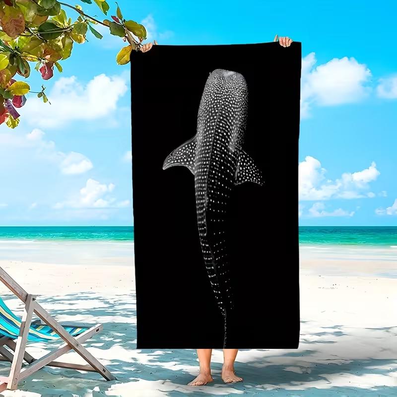 Textilien Black/White Whale Shark And Whale Shark Modern Gift Beach Towel Microfiber Soft Quick Drying Bath Towel Gift Commemorative Towel