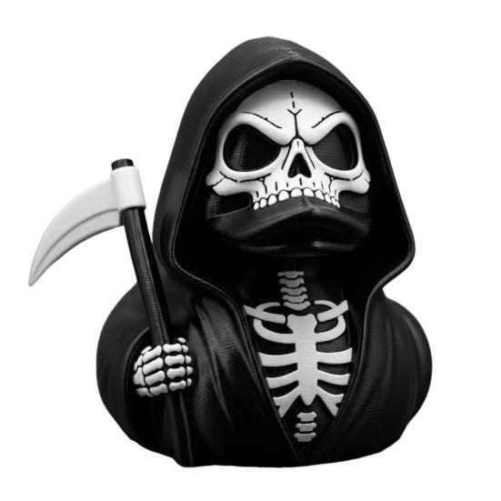 Scythe Skeleton Duck Figurine Resin Gothic Duck Ornament Skeleton Duck Collectible Statue for Halloween Decor Home Office Desk