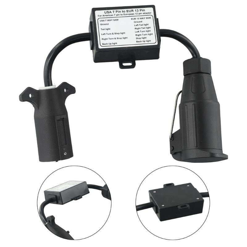 Multifunctional 7 Pin To 13 Pin Trailer Connector Converter for Enhanced Driving Safety Brake And Tail Light Connection