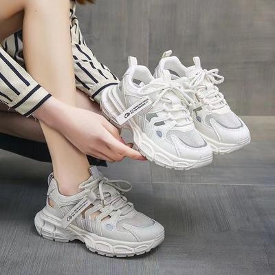 Mesh Surface Clunky Sneakers Women's Casual Sports Thin Section White Shoes New Spring and Summer Hollow-out Closed Toe Sandals Women