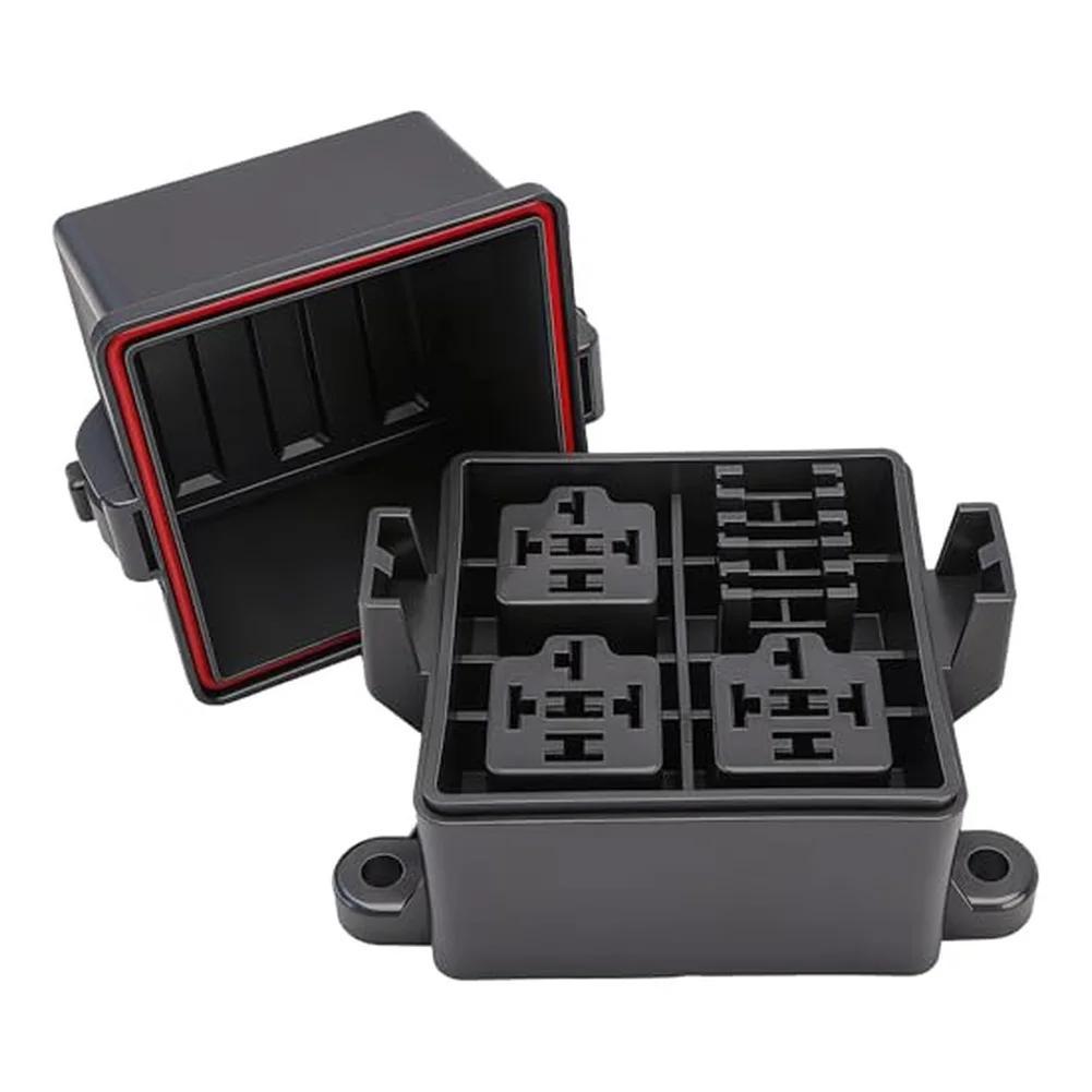 12V 3 Way Waterproof Fuse Relay Box Blade Fuse Slots 4-Pin 5-Pin 40Amp Relay Fuse Relay Block For Cars Truck Marine Boat Box
