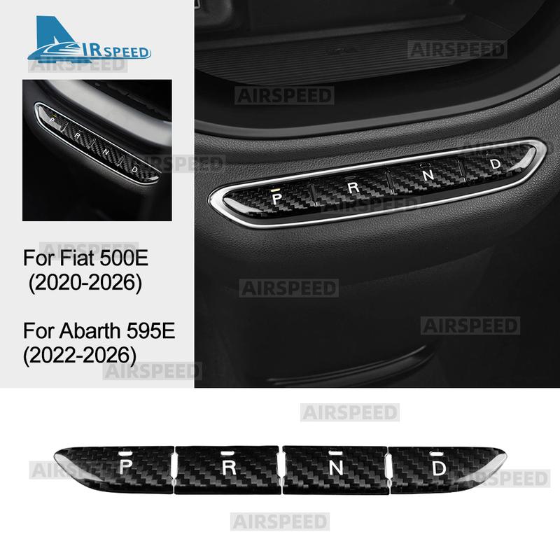 Real Hard Dry Carbon Fiber For Fiat 500e 2024 2025 2026 Abarth 595e -2026 Car Gear Button Frame Sticker