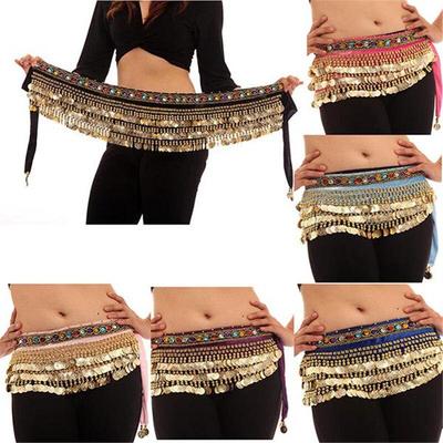 Kobiety taniec brzucha Wrap Bellydance pasek na monety aksamitny Tribal kostium taneczny taniec brzucha chusta na biodra