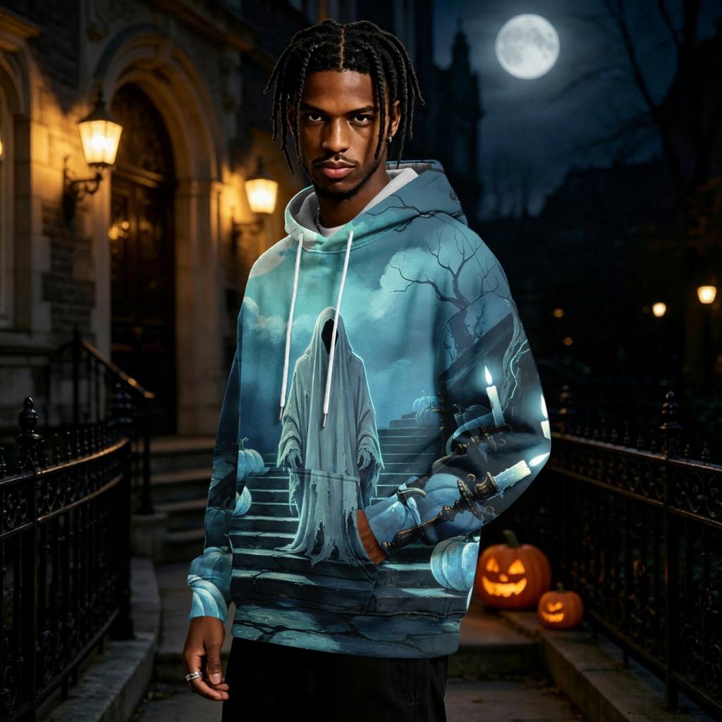Men's Halloween Print Pullover Hoodie Long Sleeve Sweatshirt