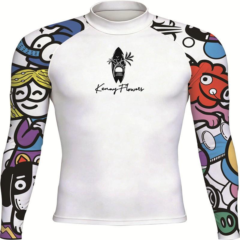 Mens Long Sleeve Rash Guard Quick Dry UPF 50 Surfing Wetsuit Swimming Diving Water Sports