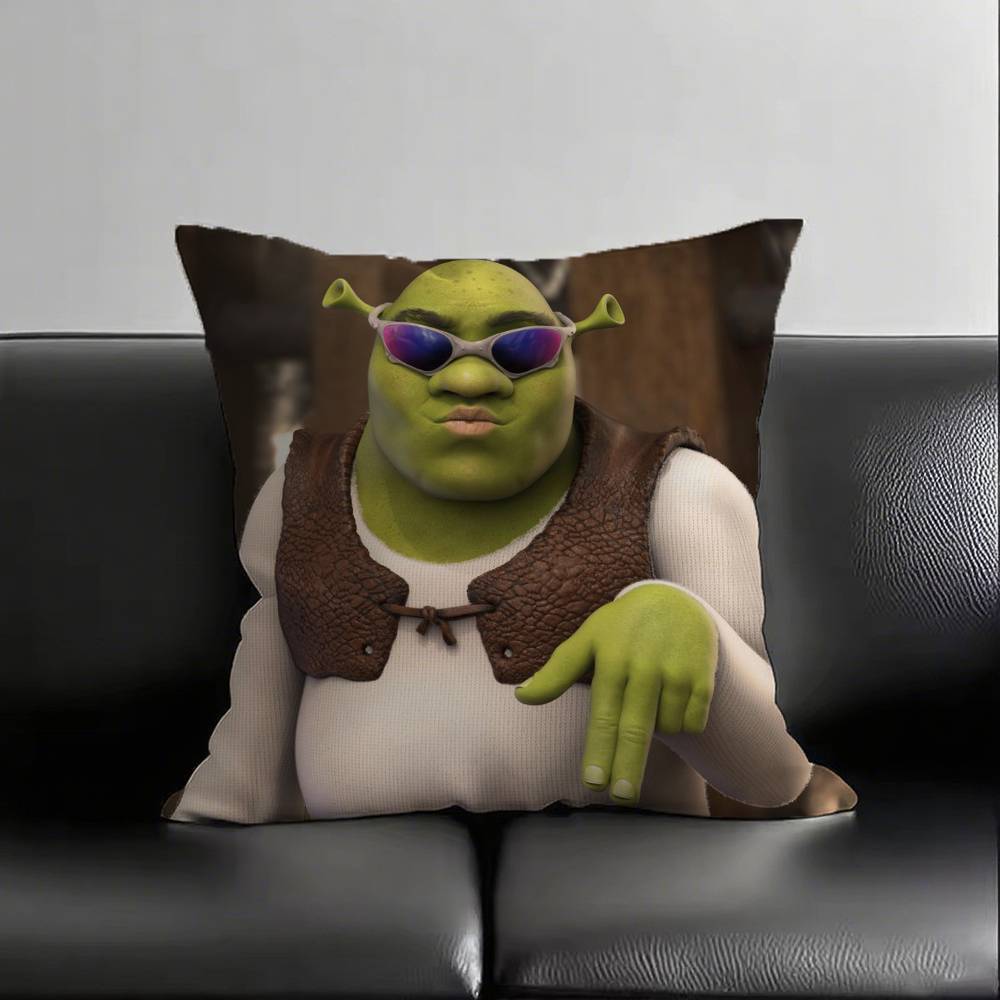1pc Cute Funny S-Shrek Pillow Case Fashion Square Pillowcase Bedroom Sofa Room Ins Decoration Leisure