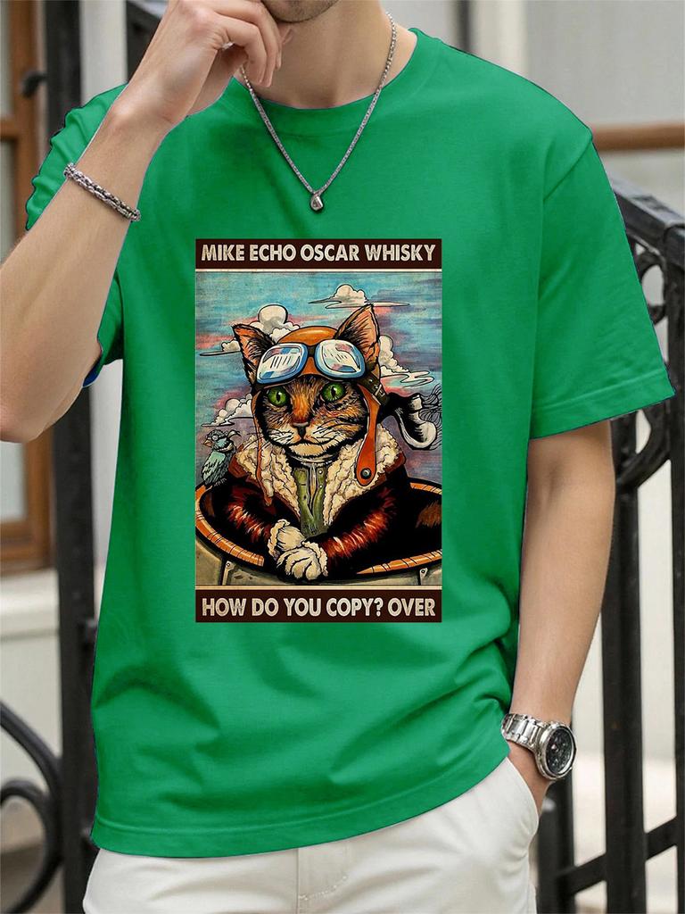 A Vintage Cat Flying In The Sky Printed TShirts Womens Summer Cotton Short Sleeve ONeck Comfortable Loose Tops Casual Clothes