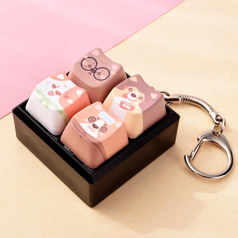 Cute Dog Squeeze Keychain Creative Stress Relief Fidget Pendant Mini Sensory Toy for Handbags Kids Party Gifts