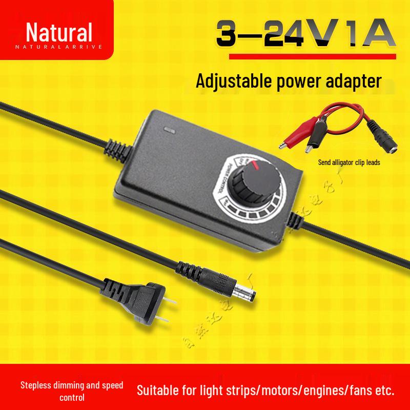 Adjustable 3-12V 2A/5A 60W Power Adapter with Stepless Dimming for Light Strips, Water Pumps, and Motor Control (24W)
