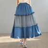 Denim Plus Size High Waist Vintage Patchwork Spring Summer Autumn Casual Loose Long Woman Skirt