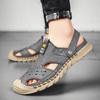 Classic Mens Sandals Summer Black Leather Male Beach Sandals Soft Comfortable Male Outdoor Beach Slippers Slip-ON Man Sandals