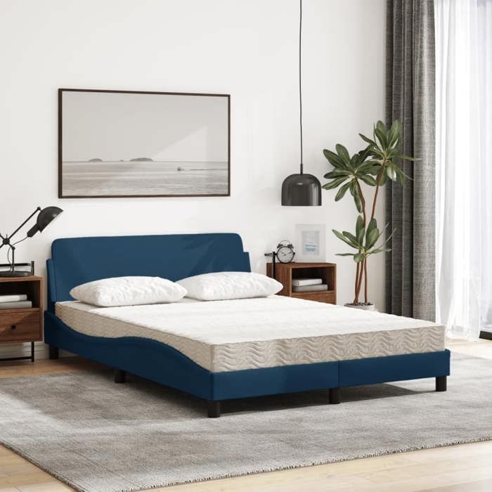 VidaXL Lit avec matelas bleu 120x200 cm tissu 3208370