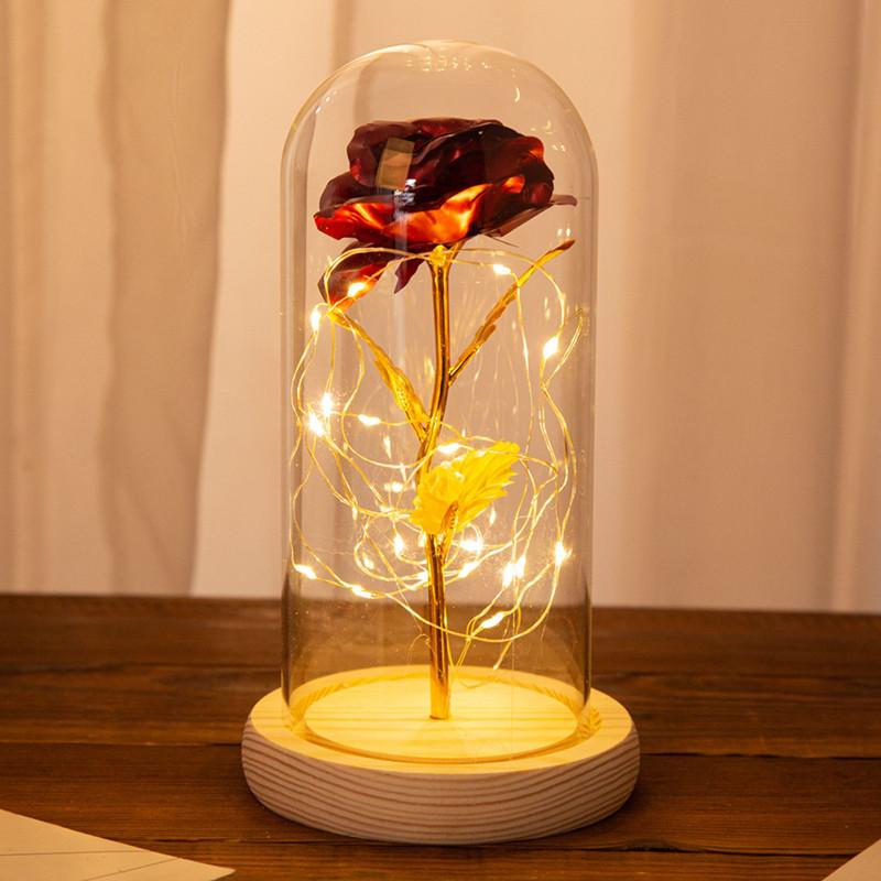 Romantive Eternal Rose LED Light Rose In Glass Dome For Valentine's Day Mother's Or Christmas Day Gift