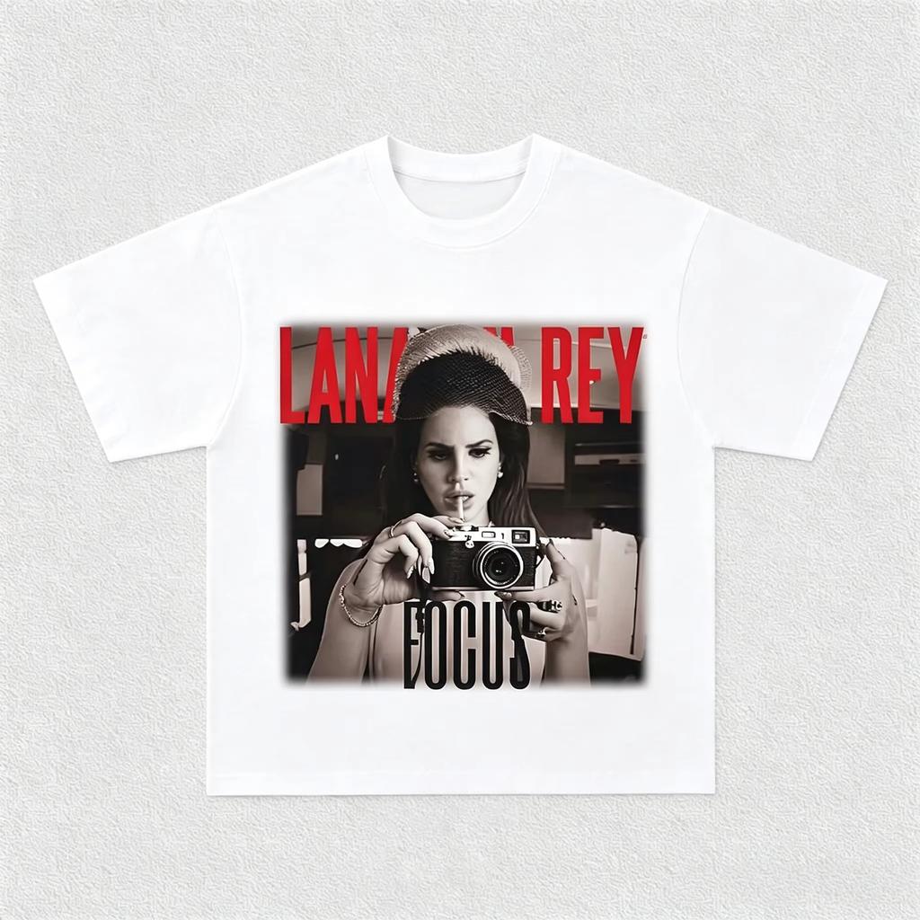Lana Del Rey Vintage "Focus" Printed T-Shirt, Unisex 90s Style Pure Cotton Casual Street Short Sleeve Music Lovers Women And Men T-shirt