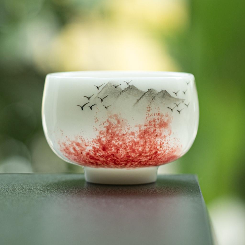 120ML Hand Painted Ceramic Tea Cup Chinese Gongfu Tea Set Master Cup Zen Meditation Porcelain Cup