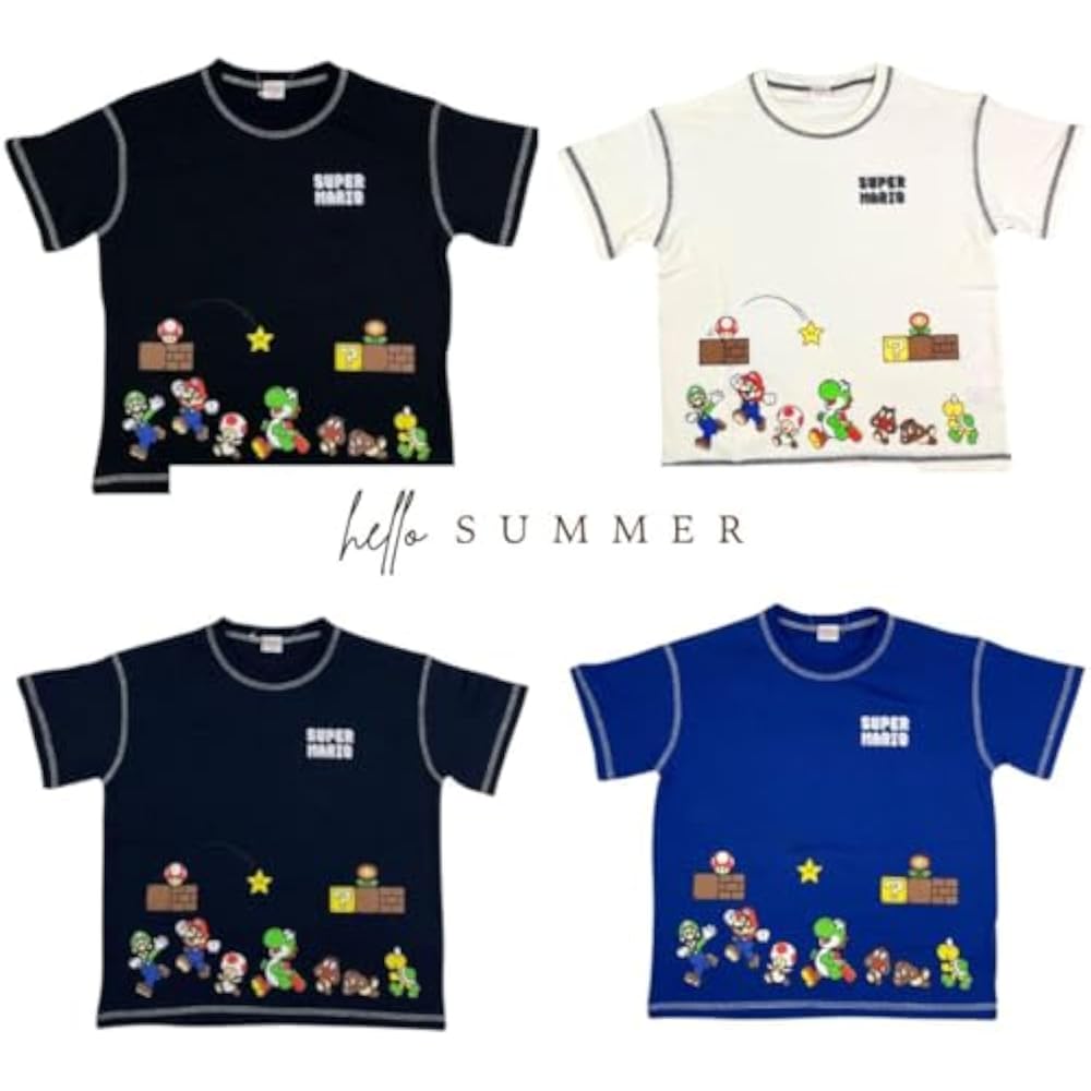 [Nakata Co., Ltd.] Super Mario Kids T-shirt, character print, short sleeve, for boys and girls, 1...