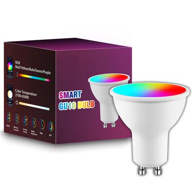 Gu10 WiFi(2.4G) Smart Led Light Blubs 300LM RGB+CCT(2700K-6000K) Wireless Remote Control Colorful Adjustable Dimmable Household Lighting Lamp