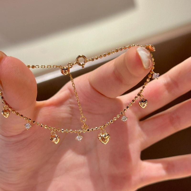 Light Luxury And High-End Italian Medieval Style Fringed Love Flash Diamond Bracelet Necklace Niche Design Temperament Women'S Jewelry