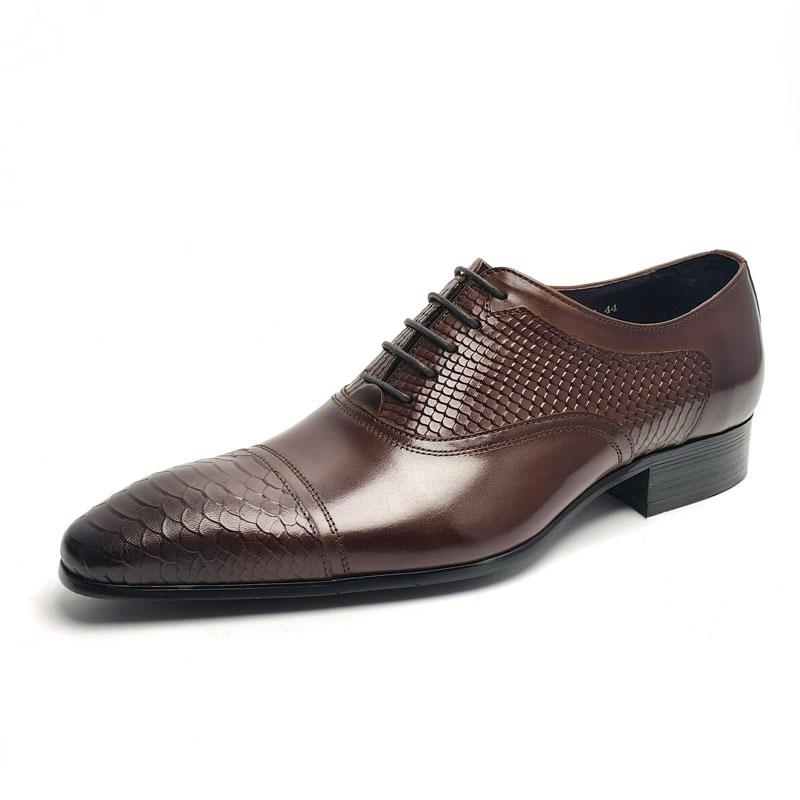 Fashion Handmade High Quality Men's Leather Shoes Lace-up Genuine Leather Business Formal Occasion Classic Oxford Pointed Dress Man Shoe