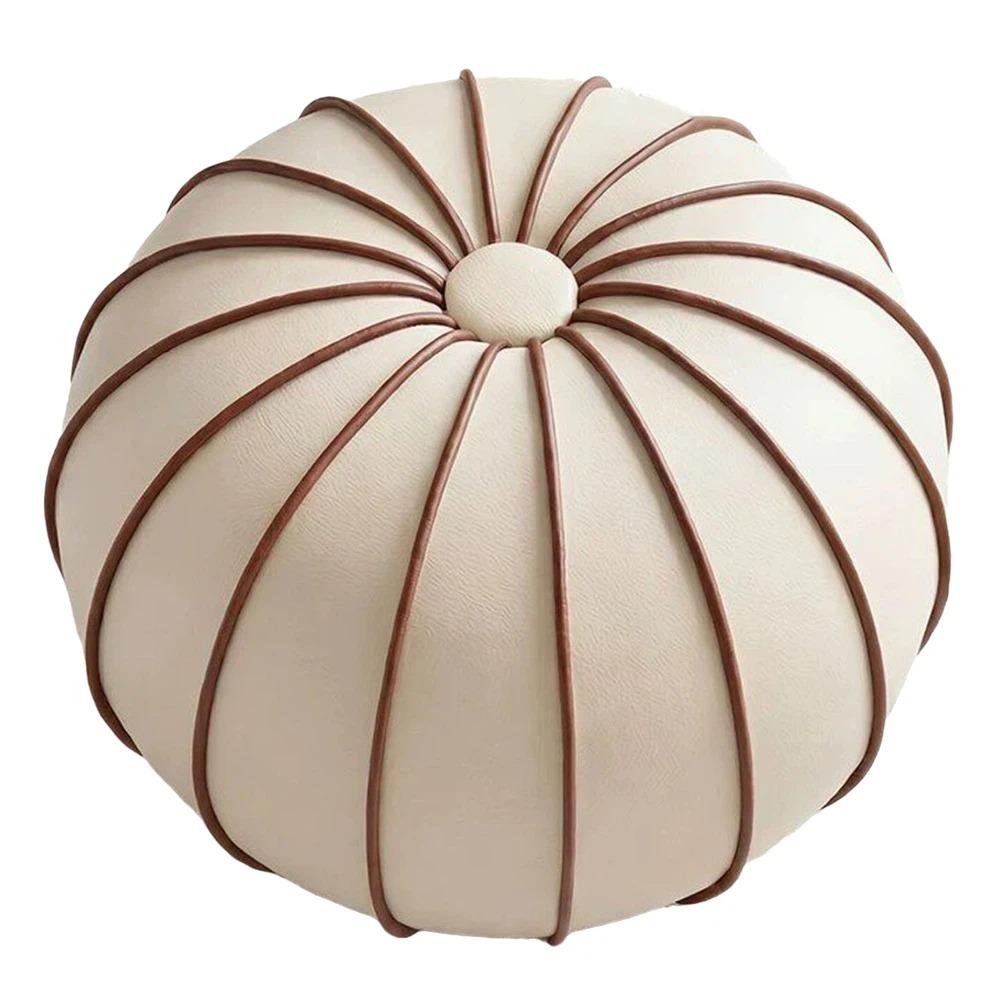 PU Leather Pouf Ottoman Cover Unstuffed Storage Bag Modern Shoe Stool Cover Home Use