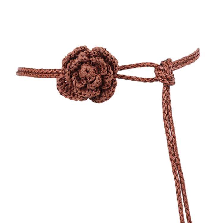 Stylish Handwoven Flower Selfknotted Waistband for Women Seeking Personalizing Retro Fashion Bohemian Waist Rope