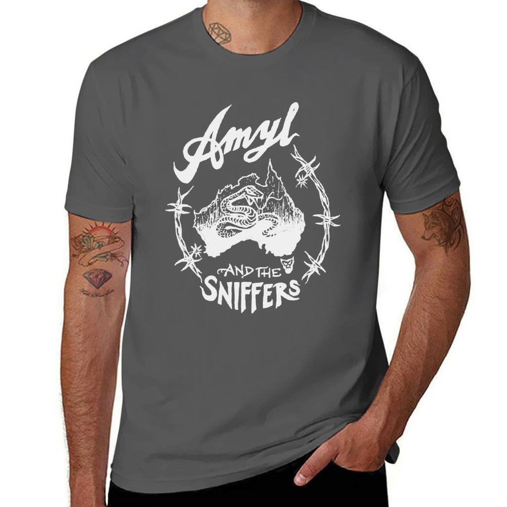 AMYL AND THE SNIFFERS T-Shirt, Herren-T-Shirt, lässiges, lustiges Baumwoll-T-Shirt