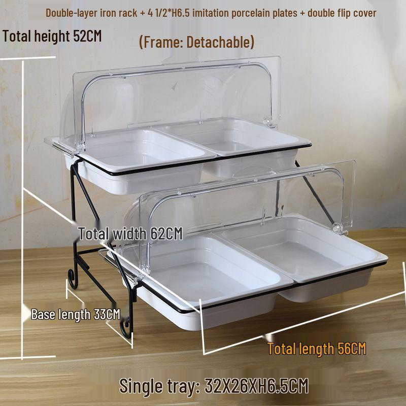 Nierxin Double-Layer Melamine Buffet Serving Tray Set Large Double Layer Frame