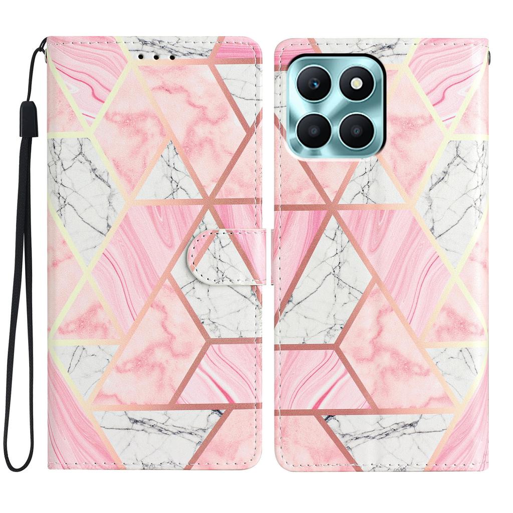 For Honor X6c 4G Wallet Case PU Leather Pattern Printing Stand Phone Cover with Strap