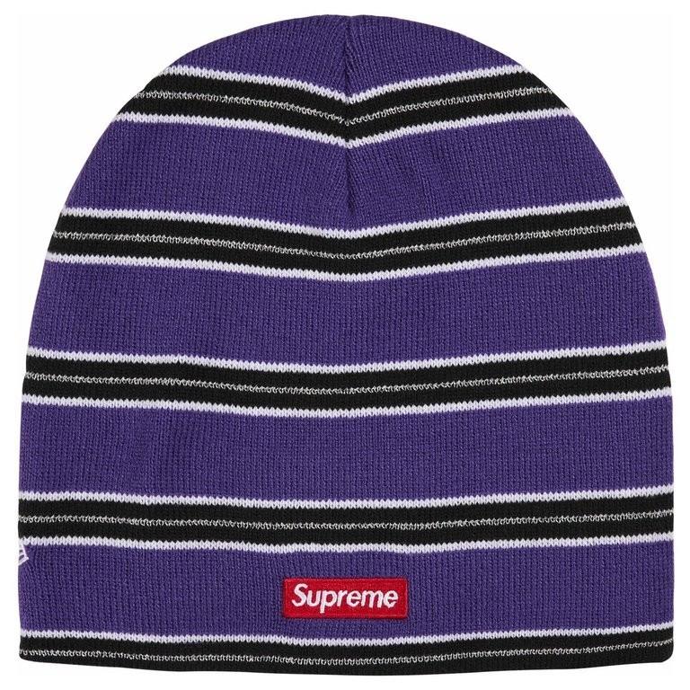 Supreme New Era Stripe Beanie Purple