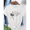 European Size Full Short-Sleeve T-Shirt with Dandelion Print
