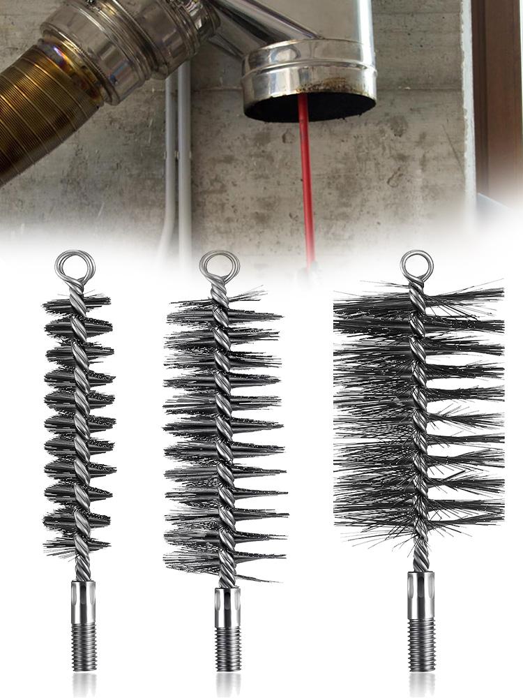 Steel Wire Brush Set Including Three Different Sized Brushes Perfect for Efficient Oven and Boiler Maintenance
