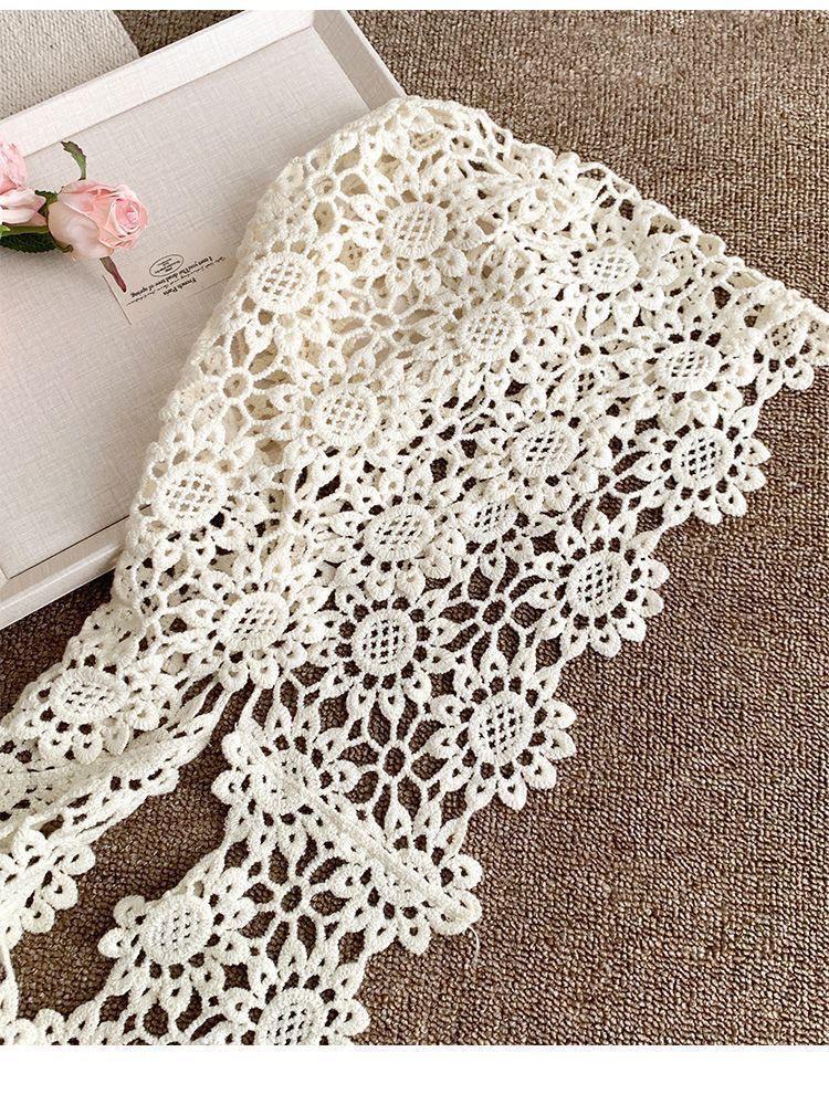 Korean Style Crochet Lace Knit Shawl with Hat - Women's Fashionable Travel Sun Protection Accessory