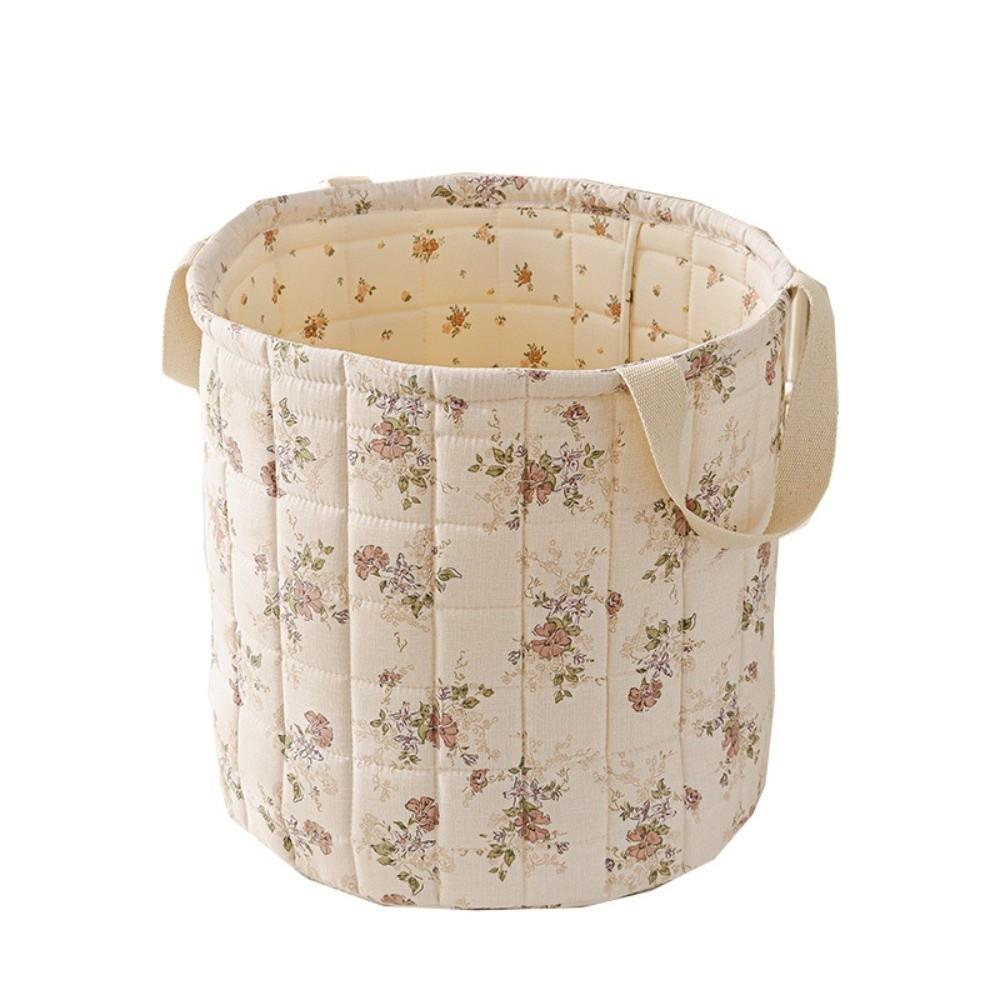 Portable Storage Basket Foldable Vintage Floral Storage Bin Quilted Reusable Floral Makeup Toiletry Organizers Home Room