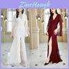 Lace Wedding Dress For Bridesmaids With Long Sleeves Vneck Fit For Autumn