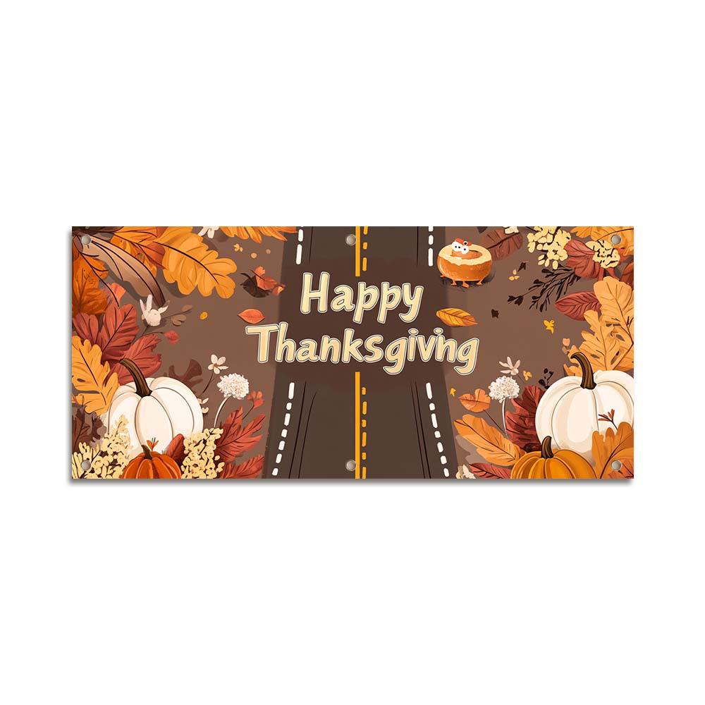 Autumn Harvest Thanksgiving Pumpkin Maple Leaf Polyester Garage Banner
