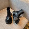 Knock Soft Leather~ Thick-soled Chelsea Boots for Women's Autumn 2025 New Retro Versatile Heightening Big Head Martin Short Boots