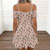 Women Thin Strap Plus Size Dress Big Flower Printed Loose Summer Beach Dress