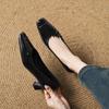 Fashion 2025 New Genuine Leather Women Pumps Shallow Women Shoes Square Toe High Heels Sliver Leather Ladies Shoes