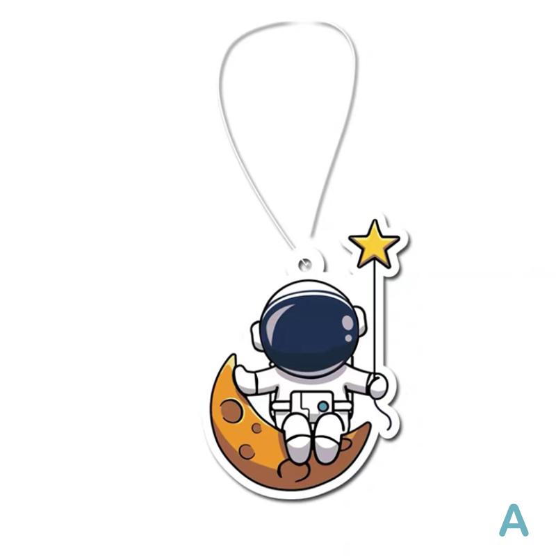Car Fragrance Piece Cute Astronaut Cartoon Creative Air Freshener Perfume Rearview Mirror Ornament Hanging Rearview Pendant