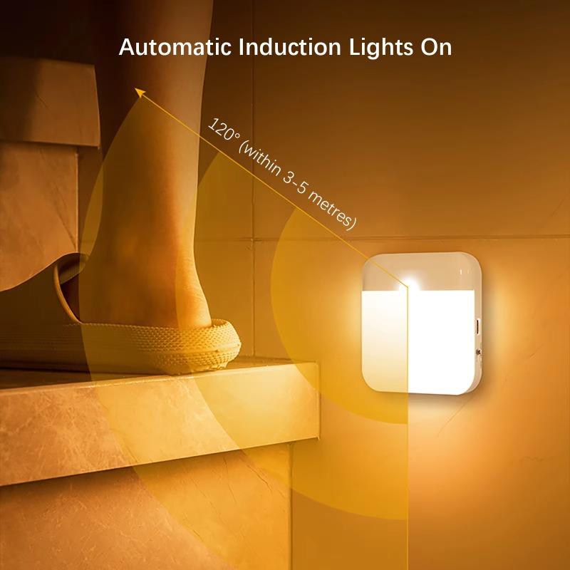 USB‑C Rechargeable Human Motion Sensor LED Night Light, Wireless Magnetic Wall‑Mount Lamp, Portable LED Light for Stairs, Closet, Kitchen, Bedroom