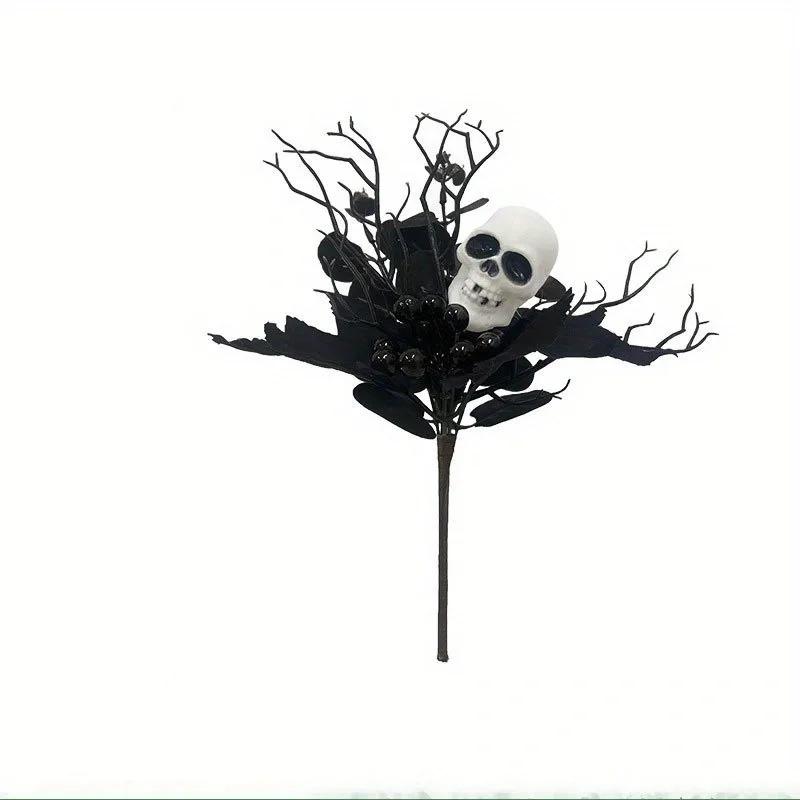 Artificial Maple Leaf Halloween Pumpkin Skull Black Maple Leaf Indoor Branch Decoration