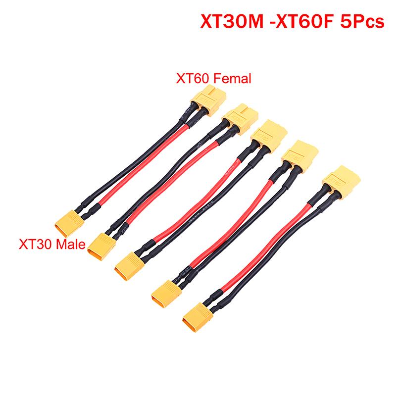 

5Pcs Adapter Xt60 To Xt30 Connector Male/Female Plug 16Awg 100Mm Silicone Wire Cable For Rc Fpv Quadcopter Drone XT30M -XT60F