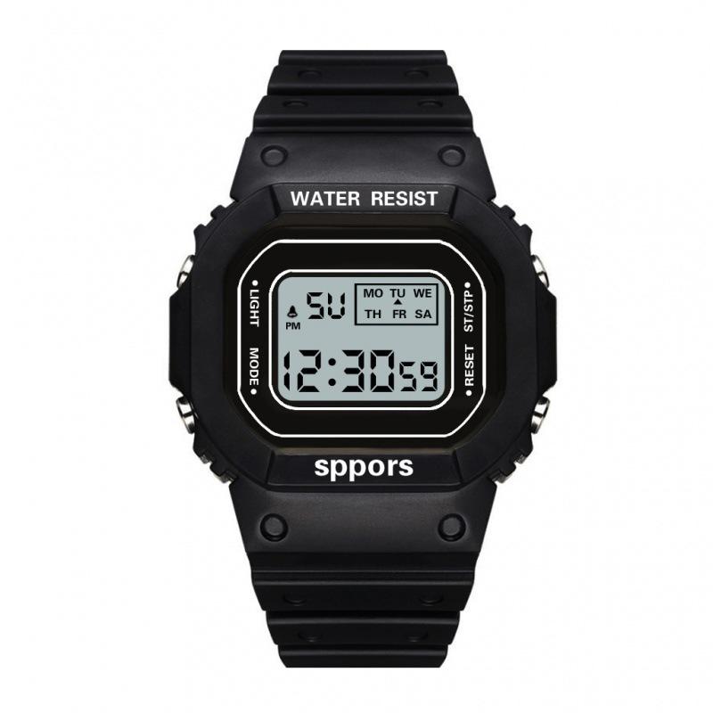 Small Square Matcha Green Electronic Watch, Male And Female Students Luminous Waterproof Sports Electronic Watch
