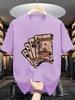 Men'S Casual Crew Neck T-Shirt with Playing Card Graphic,  Knit Fabric, Slight Stretch, Regular Fit, Summer Top for Daily Wear