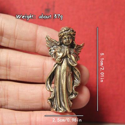 Antyczna miedź bóg miłości amorek statua małe ozdoby mosiężne figurki aniołów dekoracje na biurko akcesoria do dekoracji domu